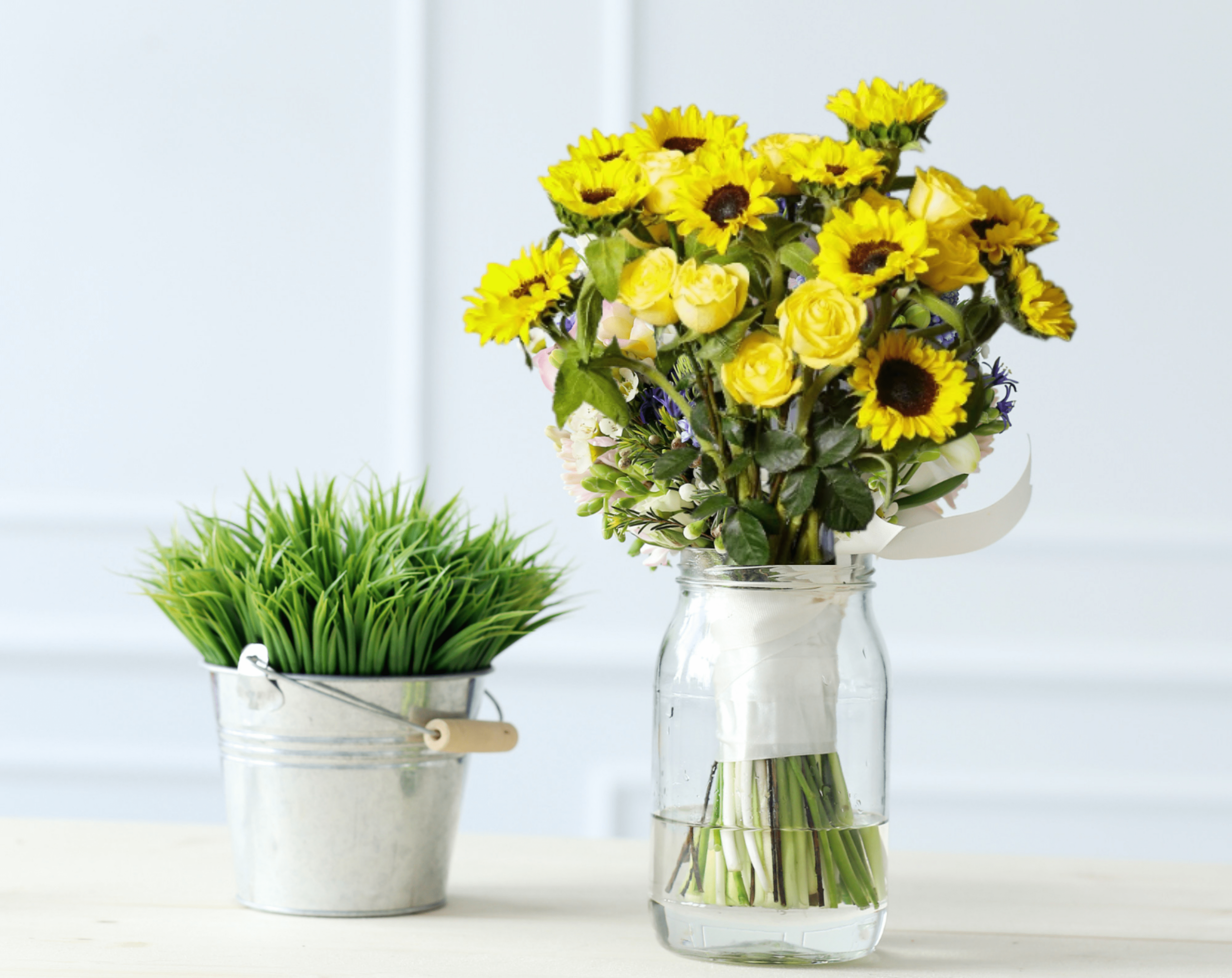 Yellow Roses and Sunflowers