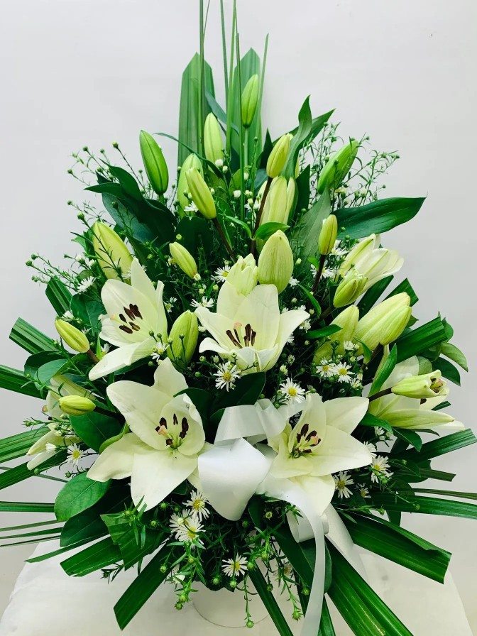 White Lily Box Arrangement